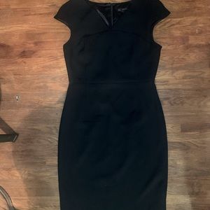 Zara Black dress size large cap sleeve lined knee length